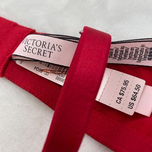 Victoria's Secret Dream Angels Red Satin Bow Bling Sling Push Up Bra - Picture 12 of 12